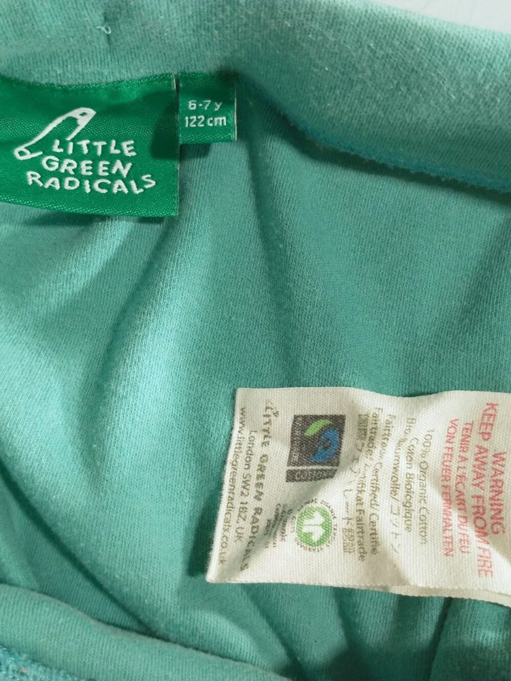 Little Green Radicals Organic Cotton Star Knee Patch Joggers Size 6-7Y Blue Sky